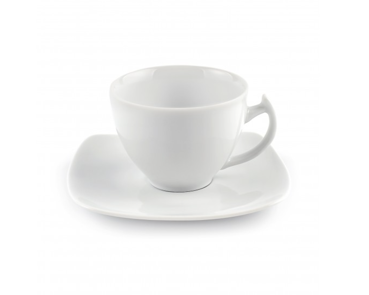 Tass Akcent + alustass, 450 ml, valge, portselan