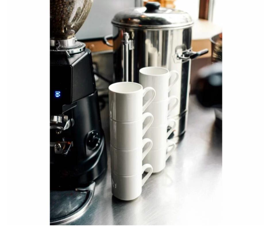 Ladustatav kohvitass 230ml koos alustassiga Verlo Forte, portselan, elevandiluuvalge