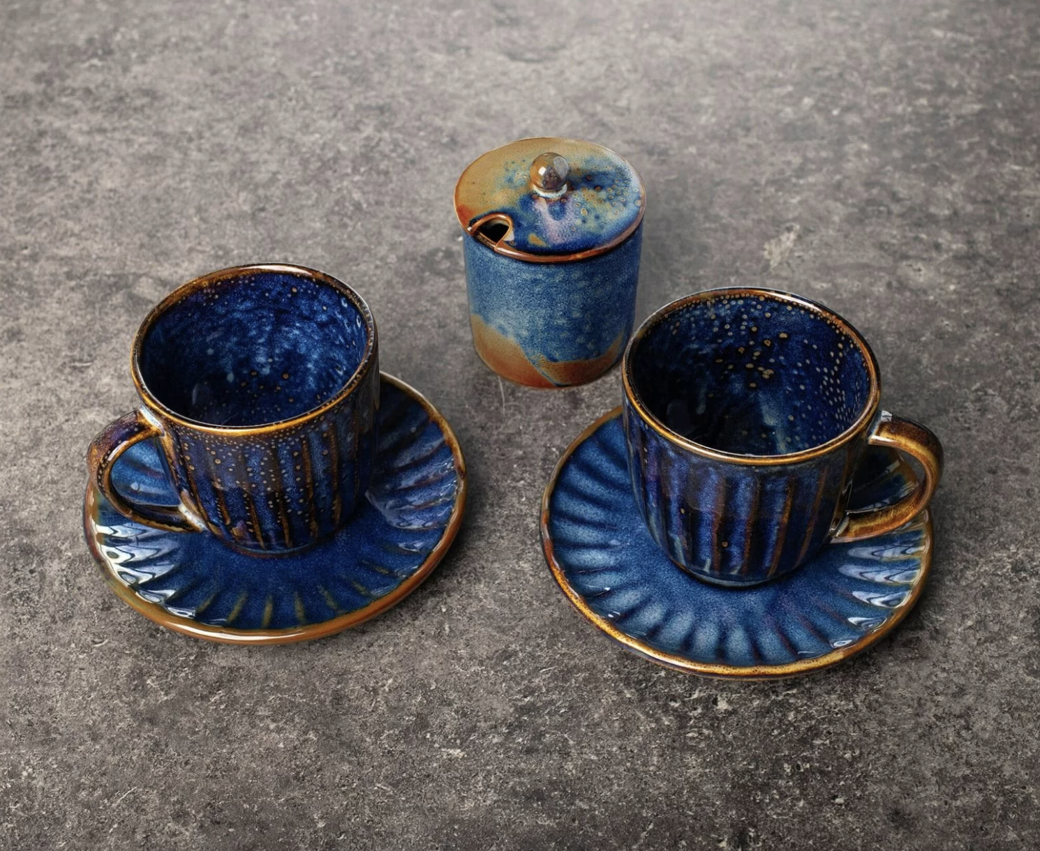 Teetasside ja toosi komplekt Verlo Deep Blue, portselan