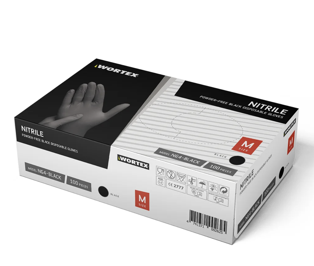 Kummikindad / nitriilkindad WORTEX suurus M, 100 tk, puudrivabad