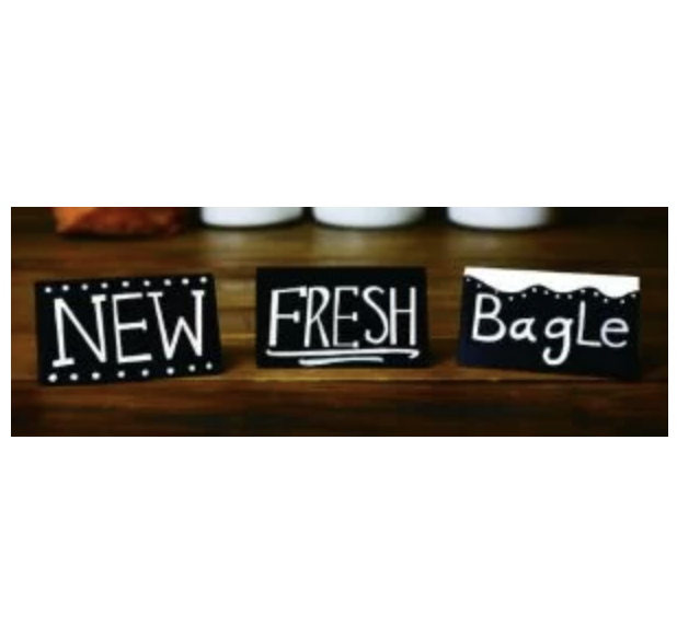 Lauakaart / kriiditahvel polüpropeen, must 10.8x9cm, 6tk