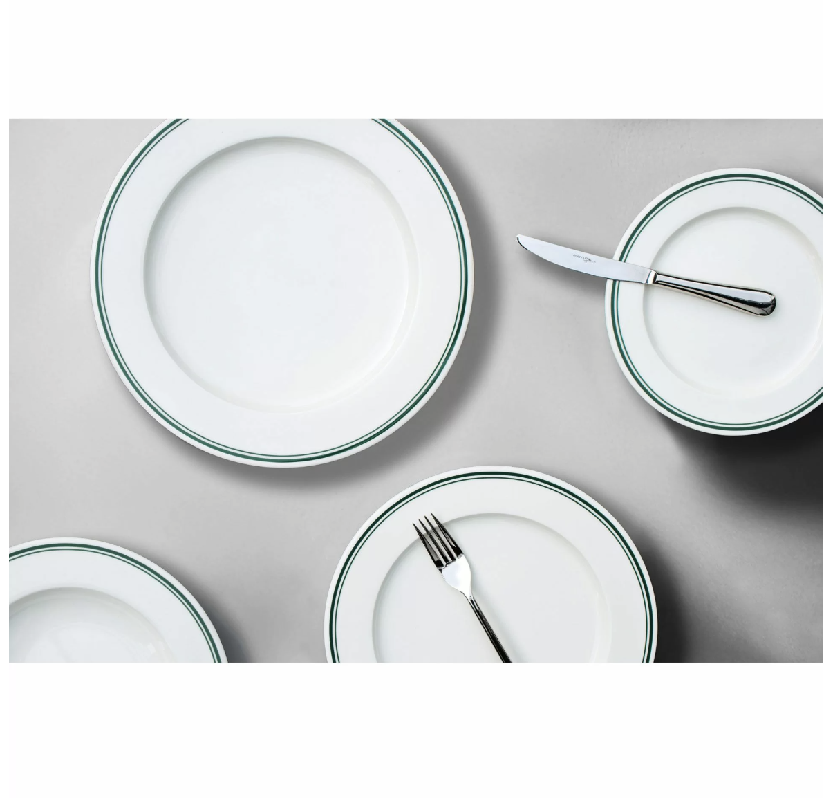 Taldrik 21cm Verlo Forte Vira, portselan, rohelised triibud