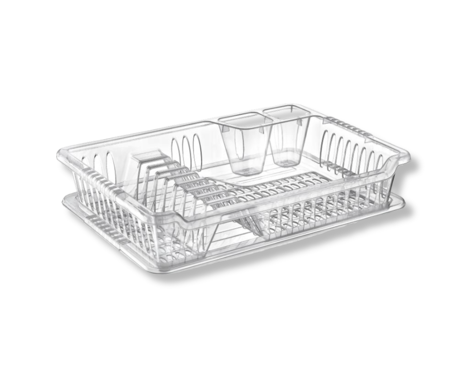 Nõudekuivatusrest alusega 40x29x9 cm, plastik