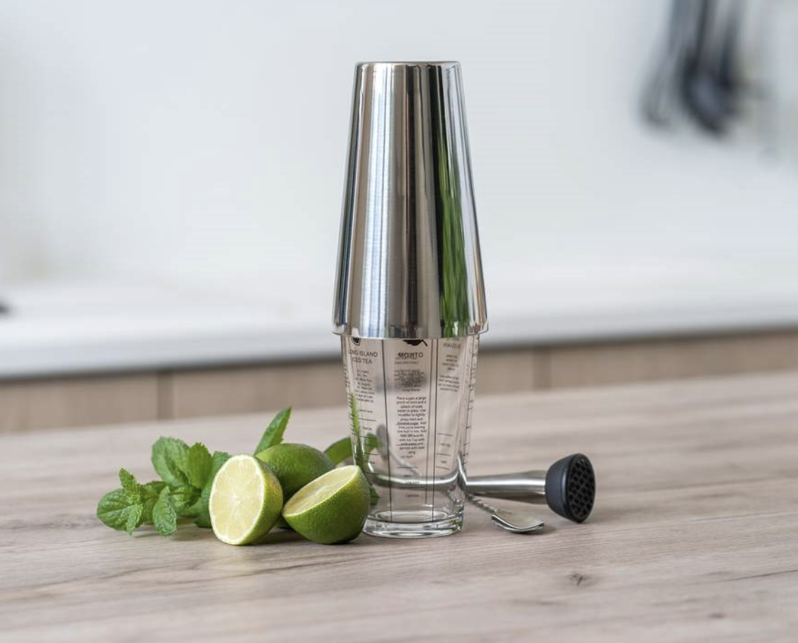 Kokteilišeiker shaker 0,5 l, roostevaba teras ja klaas