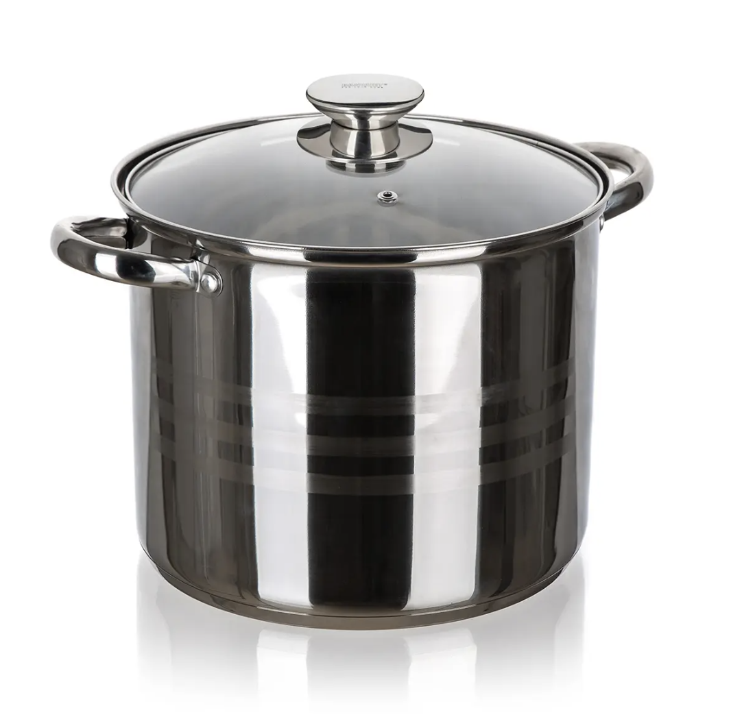 Pott kaanega 9 liitrit / 24cm, roostevaba teras, klaaskaas