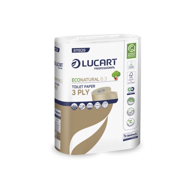 Lucart EcoNatural 6.3 ECO tualettpaber 3x9,6x11cm 27,5m 250lehte rullis