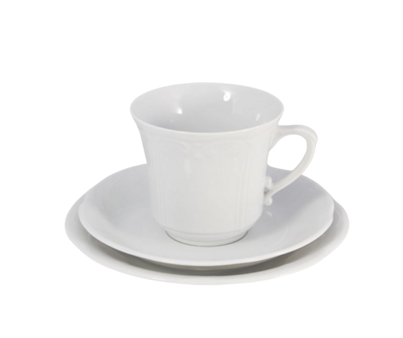 Kohvitass 200 ml koos alustassiga Kamelia, valge portselan