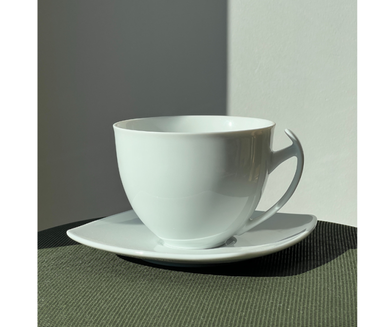 Tass Akcent + alustass, 450 ml, valge, portselan