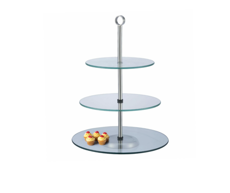 Korrusvaagen kolmekorruseline, klaastaldrikud