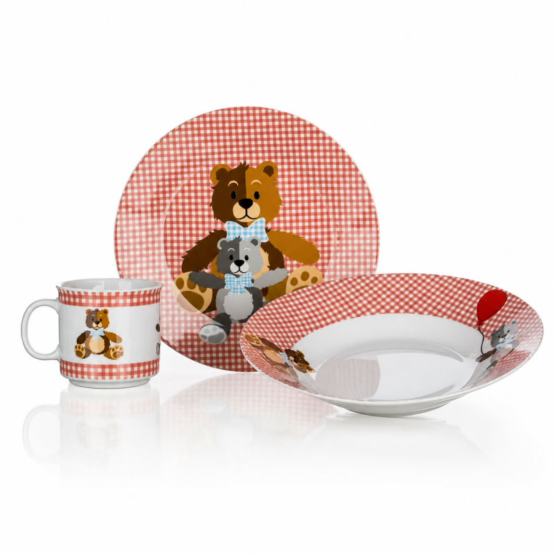 Portselanist lastenõude komplekt Teddy Bear kinkekarbis