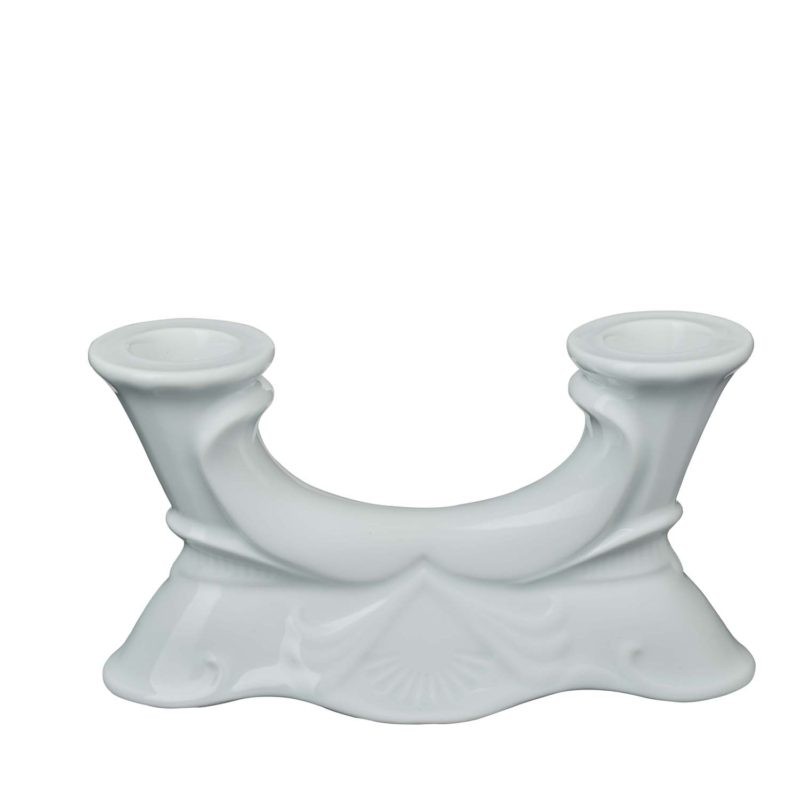 Küünlajalg Iwona 2 küünlale, valge portselan